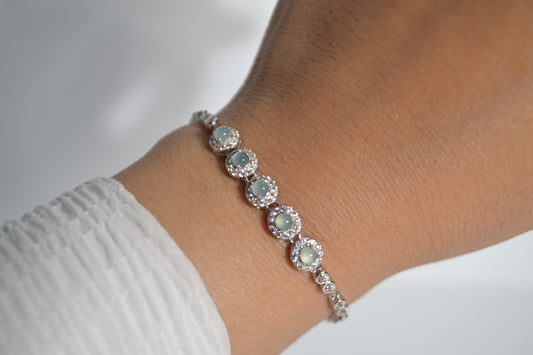 Khadijah White Jadeite Silver S925 Bracelet