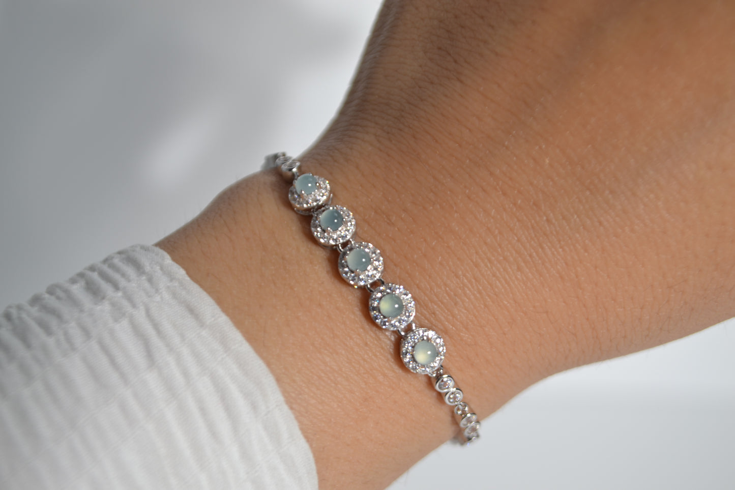 Khadijah White Jadeite Silver S925 Bracelet