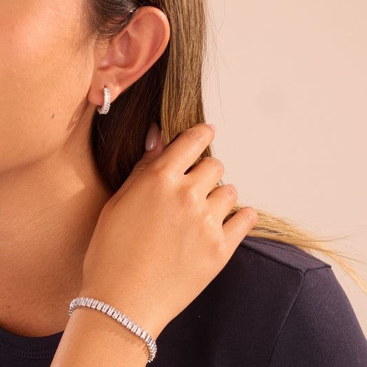 Moonlight Silver Huggie Earrings