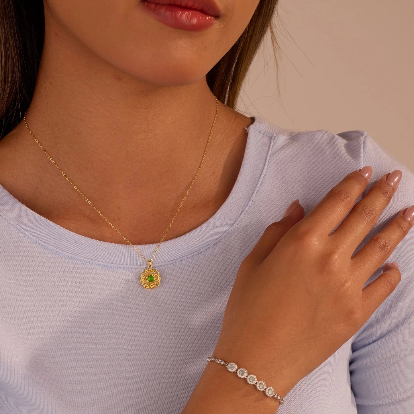 Khadijah White Jadeite Bracelet – S925 Sterling Silver Gemstone Jewellery