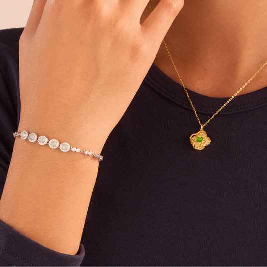 Khadijah White Jadeite Bracelet – S925 Sterling Silver Gemstone Jewellery