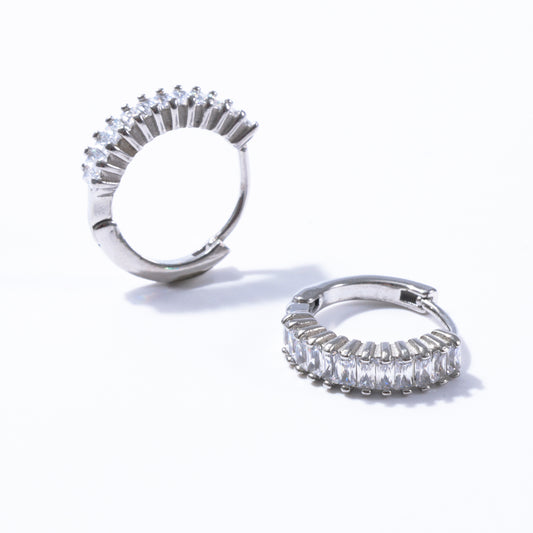 Moonlight Silver Huggie Earrings