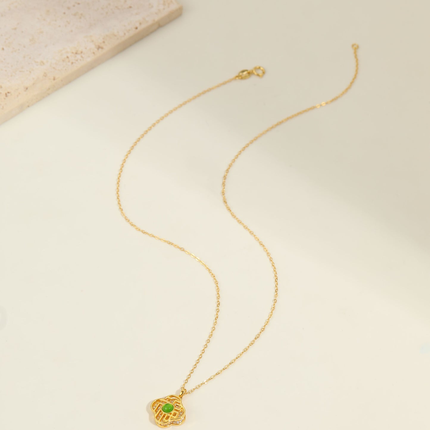 Noor Nephrite Jade Spinner Necklace – S925 Sterling Silver Anxiety Jewellery