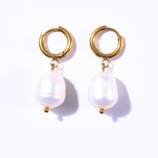 Ocean Gold Fresh Water Pearl Huggie Earrings