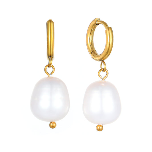 Ocean Gold Fresh Water Pearl Huggie Earrings
