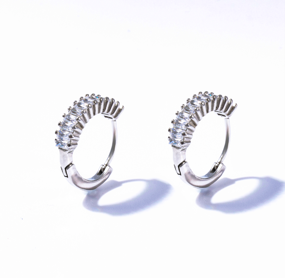 Moonlight Silver Huggie Earrings